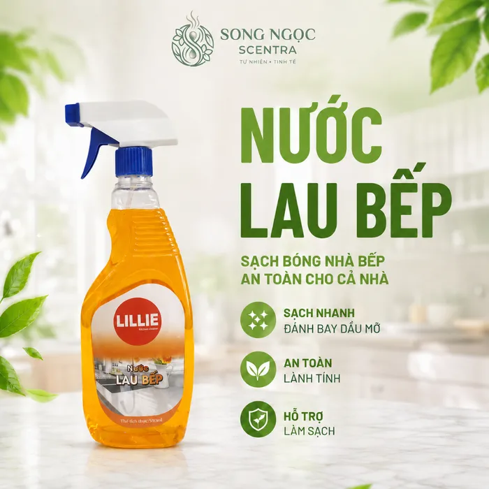 Nước lau bếp Lillie 580ml Cam