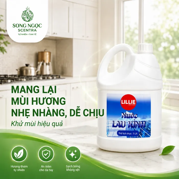 Nước lau kính Lillie can 5L Xanh biển