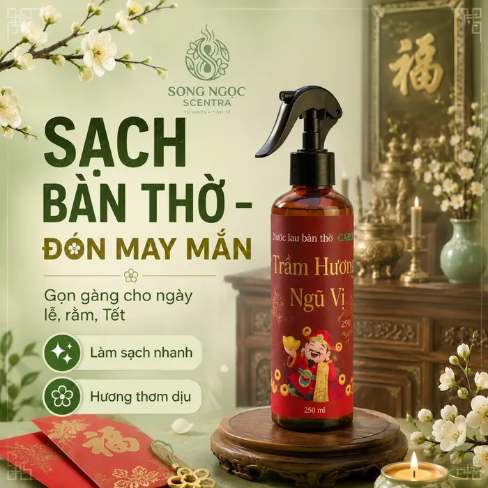 Nước lau bàn thờ trầm hương by CAROLINE 100ml